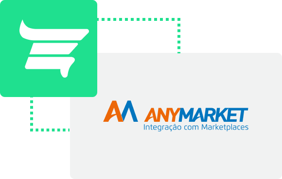 Logotipos um sendo a letra M, que se referencia a m-kommerce e o outro anymarket.